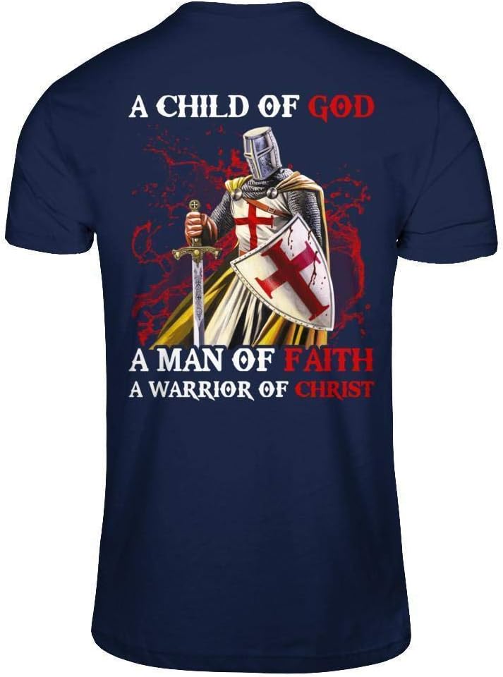 TeesCentury Men's Knight Templar A Child of God A Man of Faith A Warrior of Christ Shirt Short Sleeve Tee