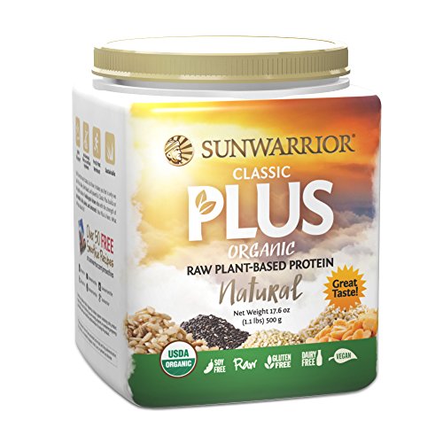 Sunwarrior - Classic Plus, Raw Organic Plant Based Protein, Natural, 20 Servings (1.1 lbs)