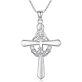 Eetaitai Lilith Claddagh Cross Celtic Cross Celtic Knot Necklace 925 Sterling Silver Pendant Pagan Jewelry Gifts For Women Men