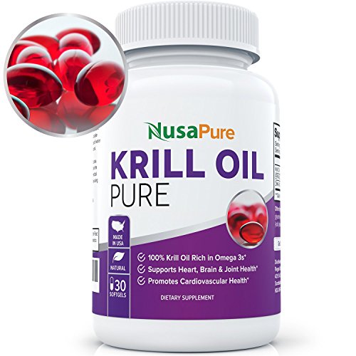 Pure Krill Oil: Omega 3 Fish Oil : Highest Potency of EPA DHA Sourced from Antarctica: 30 SoftGels from NusaPure Pure Krill Oil: Omega 3 Fish Oil : Highest Potency of EPA DHA Sourced from Antarctica: 30 SoftGels from NusaPure