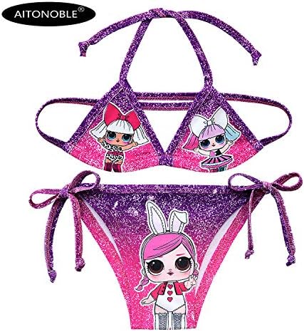 AITONOBLE LOL Swimwear Surprise Doll Cosplay Costume 2 Pieces Grils Bikini Kids Summer Beachwear