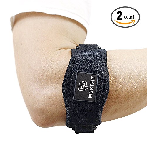 Tennis elbow brace with Compression Pad (2 Pack) for Men & Women - Prevents Elbow Tendonitis - Great Support For Injured Arms & Pain Relief - Best Tennis & Golfer Elbow Brace - Free E-book