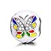 NinaQueen 925 Sterling Silver Bead Charms for Bracelets Necklace Jewelry Making Bday Anniversary Graduation Wedding Women Gifts for Her-Colorful Butterlfly