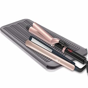 S&R Hair Iron Mat & Pouch, Professional Heat Resistant Mat for Flat Iron and Curling Iron, Portable Silicone Travel Hair Straightener Mat and Cover for Hair Styling Tools