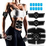 Ultimate Abs Stimulator with 20 Gel Pads | EMS Muscle Electronic Complex Stimulation Abdominal Gel Kit Device for Men and Women | EMS Ab and Toner Machine Electronic Trainer