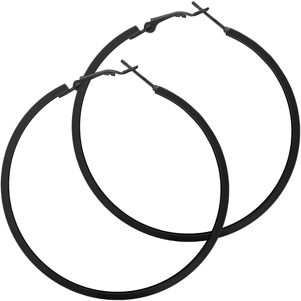Soul-Cats® 1 pair Hoops square shape earrings pierced earrings matte silver black different sizes