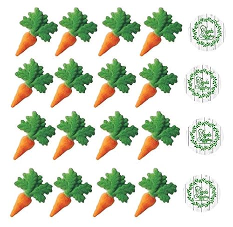 24pk Carrot 2 Edible Sugar Decoration Toppers For Cakes Cupcakes