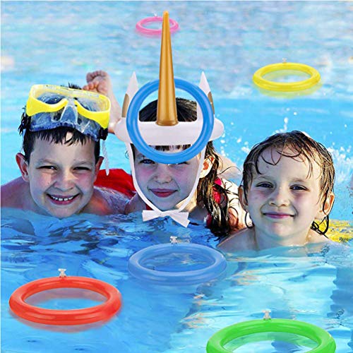 Inflatable Unicorn Ring Toss Game Hoop Toy Floating Swimming Ring for Pool Favor for Garden Party Beach Supplies Decor for Kids Funny Family Games - Thumbnail 4