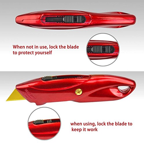Utility Knife, CTL CUTTER Heavy Duty Sharp Box Cutter Retractable Utility Knife Set with 3 PCS Carbon Steel Utility Cutter Blades