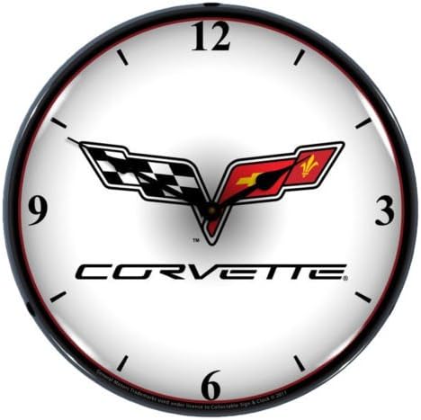 Collectable Sign and Clock GM1103307 14" Corvette C6 Logo Lighted Clock