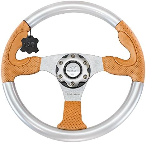 The Best Racing Steering Wheel with Aluminum Frame 350 Mm w/ Real Leather - Road 2 Series (Limited Edition) (Orange)