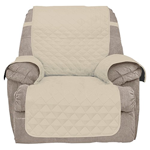 E-Living Store Recliner/Chair Protector, Reversible with Elastic Strap to hold in Place - Beige - Thumbnail 6