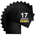 HTV Heat Transfer Vinyl, 17pcs 12" x 11.8" Black Vinyl Wrap，for All Cutting Machines Designed for DIY T-Shirt Heat Transfer Vinyl Iron on, Easy to Cut Weeding.