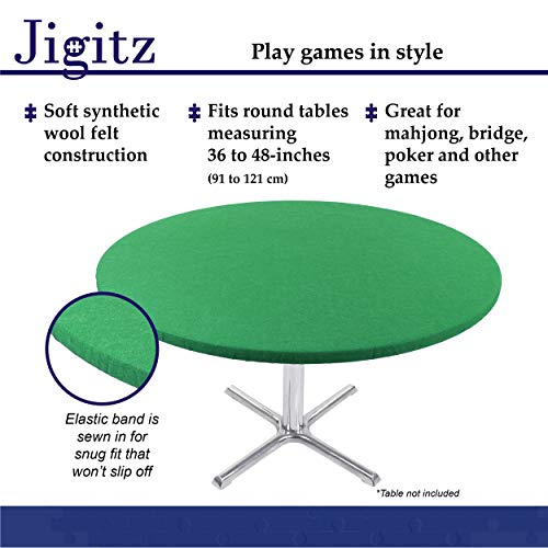 Jigitz-Round-Game-Table-Cover-Fitted-Table-Cloth-36in-to-48in-Elastic-Fit-Felt-Poker-Table-Cover-Protector