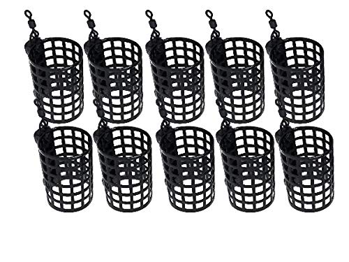 BZS Alloy Steel Round Black Cage Metal Feeder for Carp Coarse Match Barbel Sea Fishing Tackle with Swivel - Pack of 10g, 15g, 20g, 25g, 30g, 40g, 50g, & 60g (25 grams)