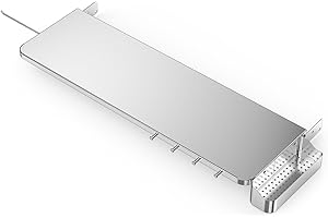 Stanbroil Stainless Steel Folding Shelf for Traeger Pro 34 Series, Texas Elite 34, Century 885, Upgraded Front Table with Caddy Organizer, Paper Towel Holder & Hooks Replacement for BAC363