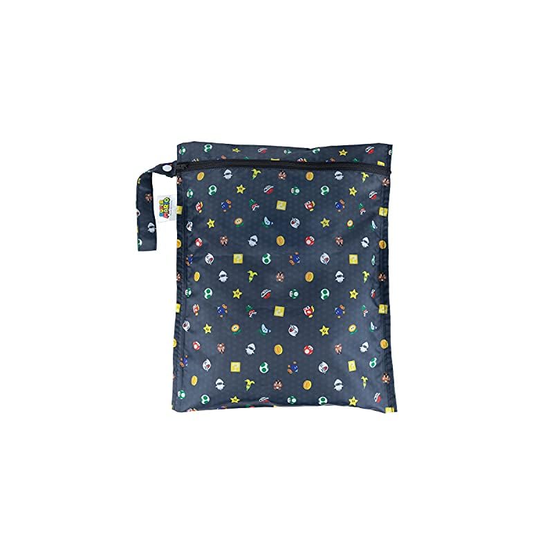 Bumkins Waterproof Wet Bags for Baby, Disney Nintendo Super Mario, Travel, Swimsuit, Cloth Diapers, Pump Parts, Gym…