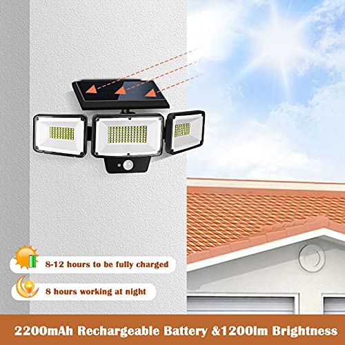 Solar Lights Outdoor 181 LED 1200Lm Solar Flood Lights Outdoor Motion Sensor Lights IP65 Waterproof Solar Security Lights Motion Outdoor for Porch Yard Garage Patio 1-Pack