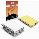Survival Blankets - Waterproof &amp; Windproof Emergency Cover, Reflective Exterior - Helps Retain Body Heat - 12 Microns, Compact &amp; Lightweight - 5-Pack, 4 Silver, 1 Gold - 52x82&rdquo;, 2oz