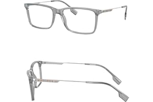BURBERRY BE2339 Rectangle Shape Acetate Eyeglasses with eSHADES Luxury Eyewear Kit Bundle, Grey Frame | Clear Lens