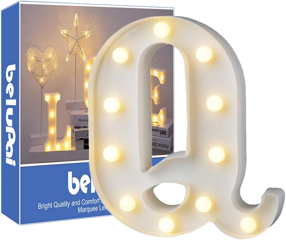 Takefuns Led Letters Lights Alphabet Marquee Decoration Light Up Sign Battery Operated for Party Wedding Receptions Holiday Home & Bath Bridal Bar Decor (Q)