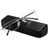 FONHCOO Blue Light Blocking Reading Glasses Anti Blue Ray Unisex Lightweight Rimless Frameless Computer Glasses