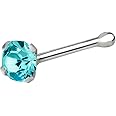 Forbidden Body Jewelry 22g Nose Studs for Women, Nose Ring Studs, Stud Nose Rings, Nose Ring Stud, Sterling Silver CZ Simulated Diamond Nose Stud, 2.5mm Crystal