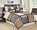 7 Piece Brandy Patchwork Comforter Set Queen 4 Color (Coffee/Grey/White-04)