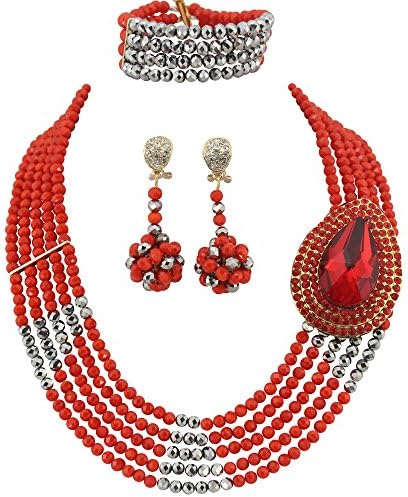 Ellenjewelry 5 Rows African Beads Jewelry Sets African Crystal Beads Jewelry Sets (C-1510)