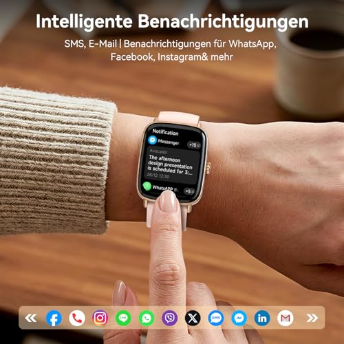 Women's Smartwatch, 1.85 Inch Smart Watch with Phone Function, Fitness Watch with Heart Rate Monitor, Sleep Monitor, SpO2, 110 Sports Modes, Fitness Tracker, IP68 Waterproof Pedometer, Sports Watch for Samsung/iOS/Android
