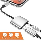 Lighting Headphone Jack Adapter Dongle for iPhone 7/7Plus 8/8Plus X 10 Aux Audio to 3.5mm Lightning Splitter Adaptor Charge+Earphone+Volume Converter ControlAccessories Charging Cable Support iOS 11.3