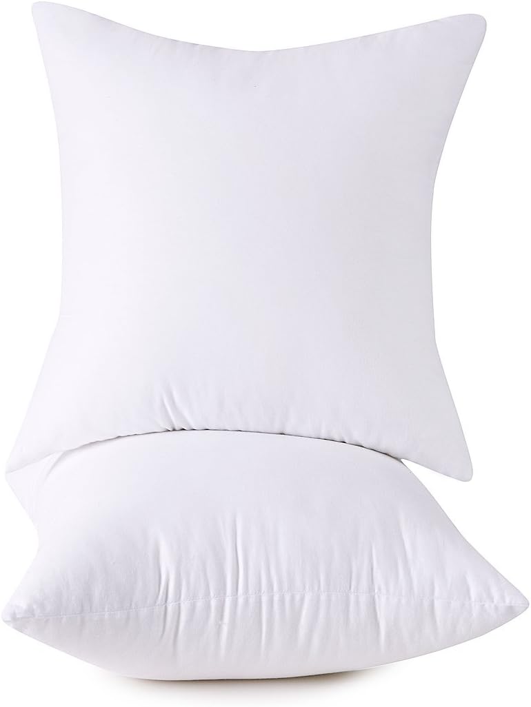 Set of 2, 100% Cotton Down Alternative Decorative Throw Pillow Insert, Square, 18x18 Inch: Kitchen & Dining
