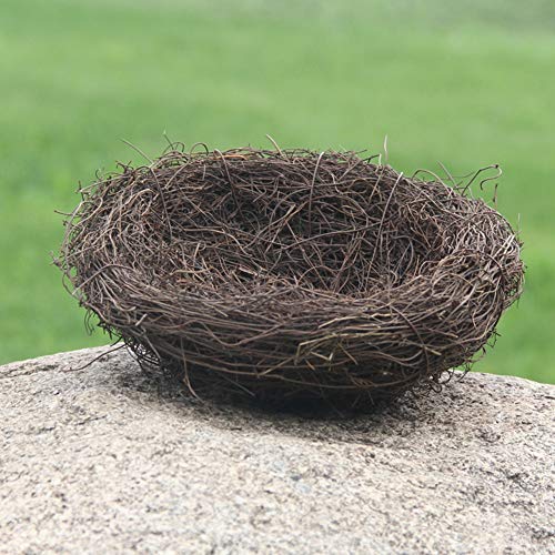 lwingflyer 2pcs Rattan Bird's Nest Crafts Handmade Dry Natural Bird's Nest for Garden Yard Home Party Wedding Decor No Eggs(Medium)