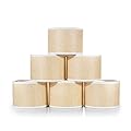Wellmet Small Chandelier Lamp Shades Brown Set of 6, Rustic Style Linen Drum Shades for Wall Lamp, Hardback Clip on Lamp Shades for E12 Candle Bulbs, 5.5"x 5.5" x 4"