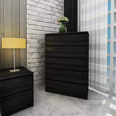 Buy Home Square 4 Piece Set With 6 Drawer Dresser 5 Drawer Chest And Two Nightstands In Black Woodgrain Online In Turkey B07cz7zw6m