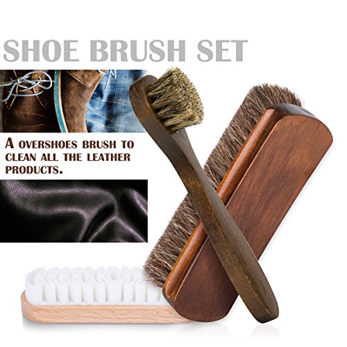 Foloda Shoe Brush with Horsehair Bristles,Dauber Suede Brush for Leather, Boot