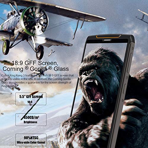 CUBOT King Kong 3, 4G Rugged Smartphone Unlocked, IP68 Waterproof, 5.5 Inch HD+, 6000mAh, 9V/2A Fast Charge, 4GB+64GB, Dual 4G LTE, Android 8.1, 13MP+16MP Triple Cameras, NFC, OTG, Fingerprint, GPS - Thumbnail 3