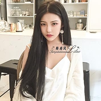 Amazon Com Korean Wig Girls Bangs Long Straight Points Without