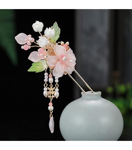 Aazon.co : Lawie 7 Pack Chinese Wood Hair Sticks Wooden Hairpin With Tassel Dangle Crystal - View #9