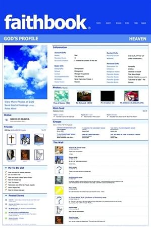 Amazon Com Faithbook God S Profile Christian Religious Humour Poster 24 X 36 Inches Prints Posters Prints