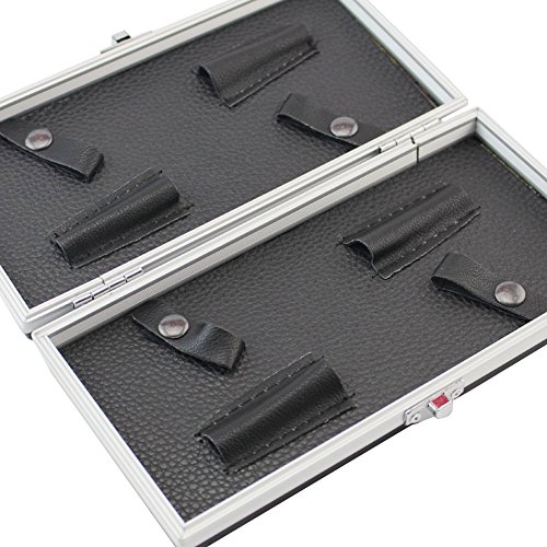 Olpchee Professional PU Leather Salon Scissors Storage Case Holder Hair Cutting Shears Organizer Box for Hairdressers Hair Stylist (22x11x3.5cm) - Thumbnail 2