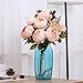 Leagel Fake Flowers Vintage Artificial Peony Silk Flowers Bouquet Wedding Home Decoration, Pack of 1 (Light Pink)