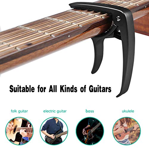 Guitar Capo, 2 Pack Universal Capo for Acoustic, Classical, Electirc Guitars and Ukulele, Banjo, Mandolin, Bass, 2-in-1 Acoustic Guitar Capo with Pulling String Nail for 6 & 12 String Instruments - Thumbnail 4