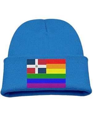 Dominican Republic Rainbow Flag Kid's Hats Winter Funny Soft Knit Beanie Cap Children Unisex
