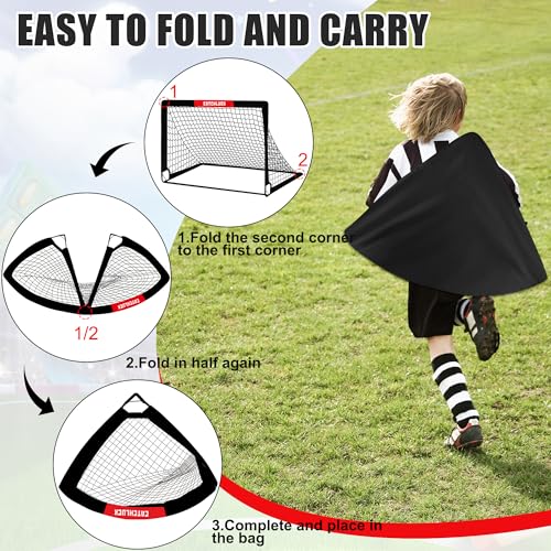 CATCHLUCK Football Goal for Kids, Pop Up Football Goal Set, Portable Garden Training Goal, Indoor Outdoor Football Net with Target and Carry Bag