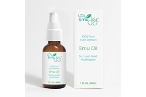 Emu Joy Emu Oil Organic - 100% Pure, Made in the USA - Emu for Skin, Face, Hair, and Nails, Piercing Bump Oil & Tattoo Aftercare (New Packaging, 1 Fl Oz)