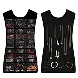 Valdler Dual Sides Hanging Jewelry Non-woven Organizer 30 Pockets 14 Hook-and loop Tabs Holder Storage Bag Without Hanger (Black)