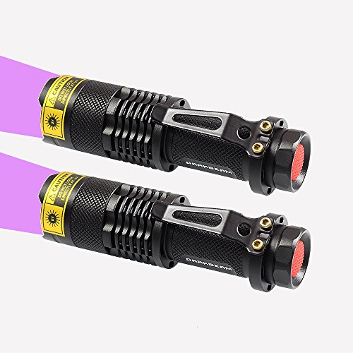 UV Portable Flashlight Blacklight Flashlights Ultraviolet 395nm Led Scorpion Light Mini Detector for Dog Urine Pet Stains and Bed Bug Zoomable SK68(2 pack)
