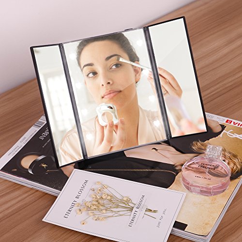 image for DUcare Lighted Tri-Fold Travel Makeup Mirror Folding Illuminating with