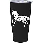 Wisedeal Floral Horse Stainless Steel with Lid Coffee Mug 20 Oz - Insulated Double Wall Thermal Vacuum Tumbler Mug, Christmas Birthday Gifts for Grandma Dad Mom, Perfect for Cafes Offices Home Use